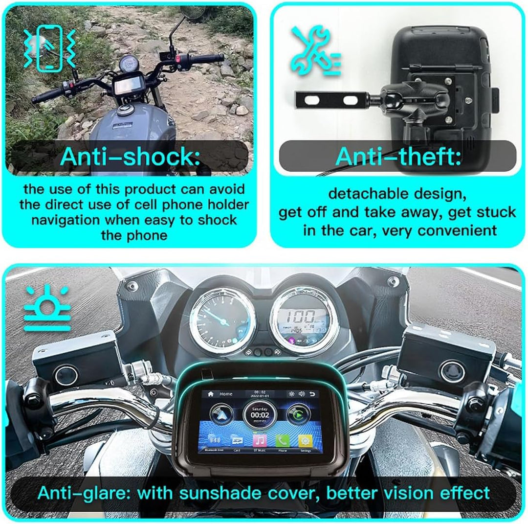Bærbar motorcykelmonitor med 5" (12,7 cm) IPS-skærm – RideMate