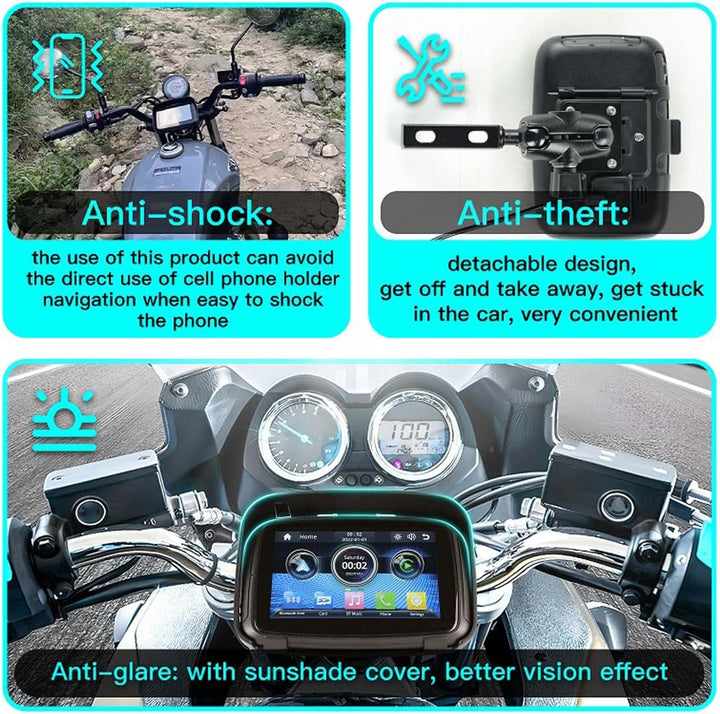 Bærbar motorcykelmonitor med 5" (12,7 cm) IPS-skærm – RideMate