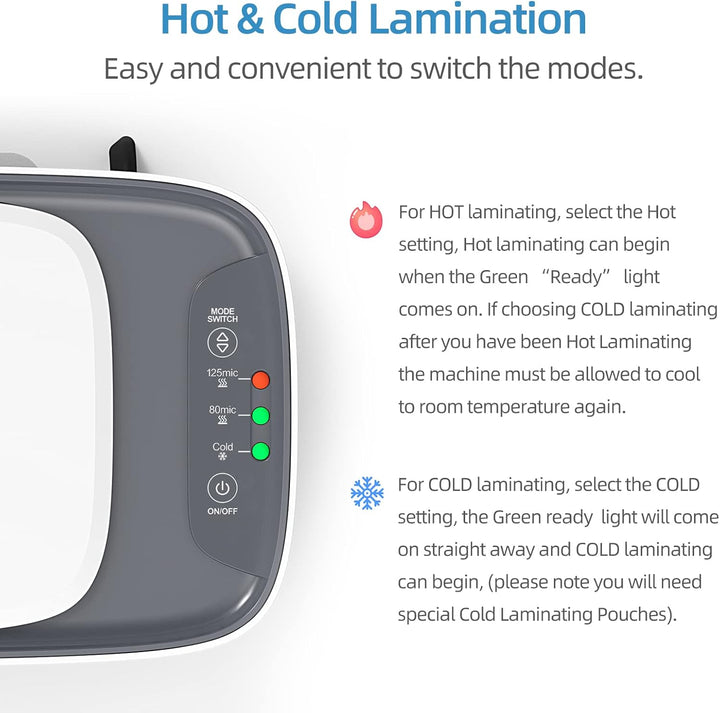 A3 bordmodel laminator-sæt med varme- og kuldeindstillinger og 6-i-1 funktioner – Lexaro