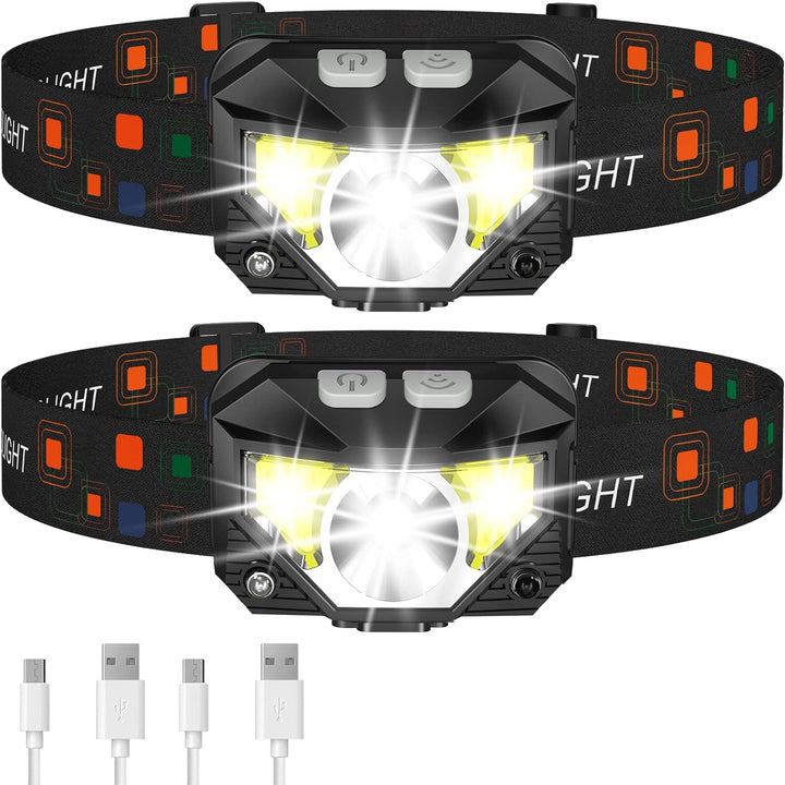 2-pakning Ultra-lyse genopladelige LED pandelampe med bevægelsessensor – Lumivor