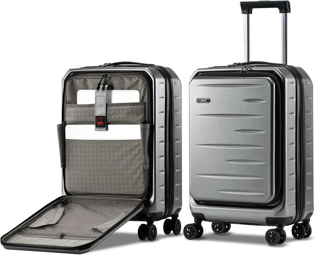 Udvidelig hardshell-kuffert med frontlomme og TSA-lås