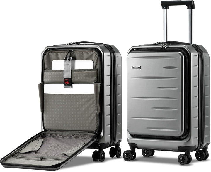 Udvidelig hardshell-kuffert med frontlomme og TSA-lås