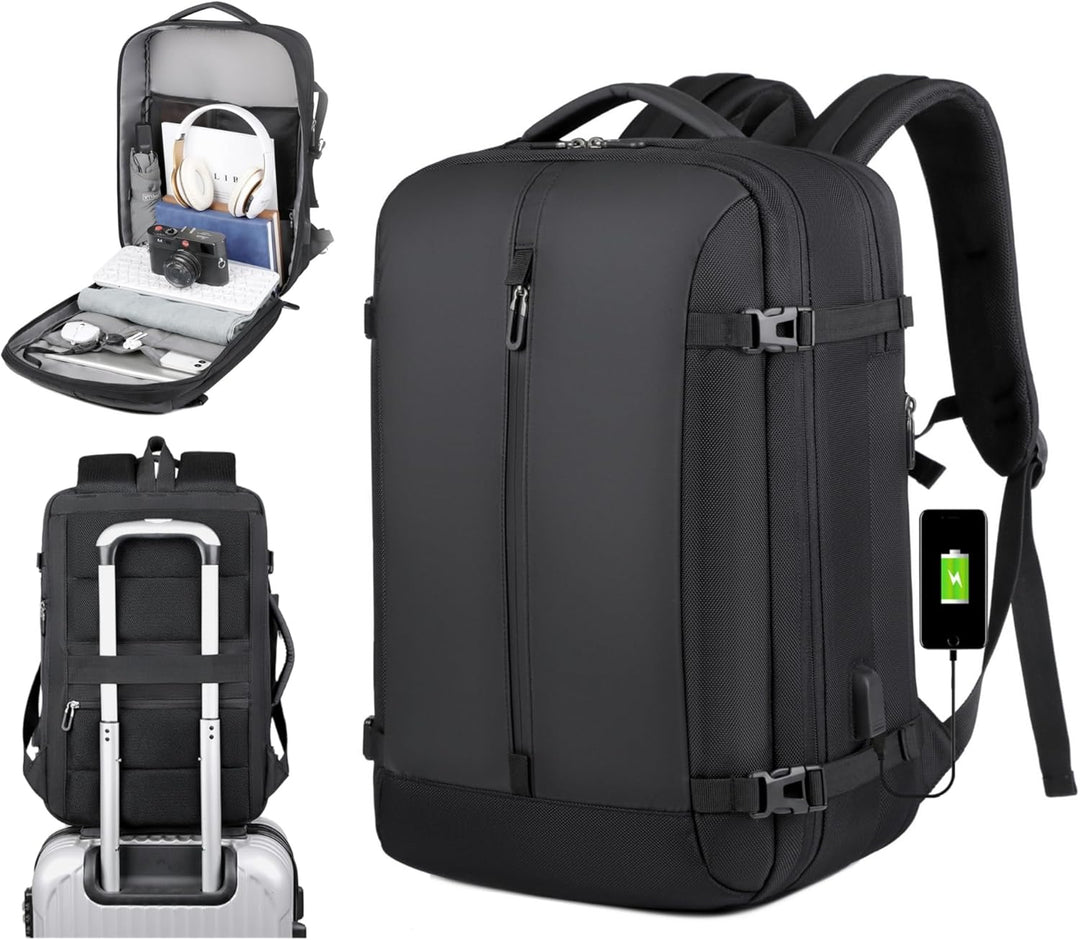 40 L udvidelig vandtæt rejserygsæk med USB-port og 17” laptoprum – AirVoyage