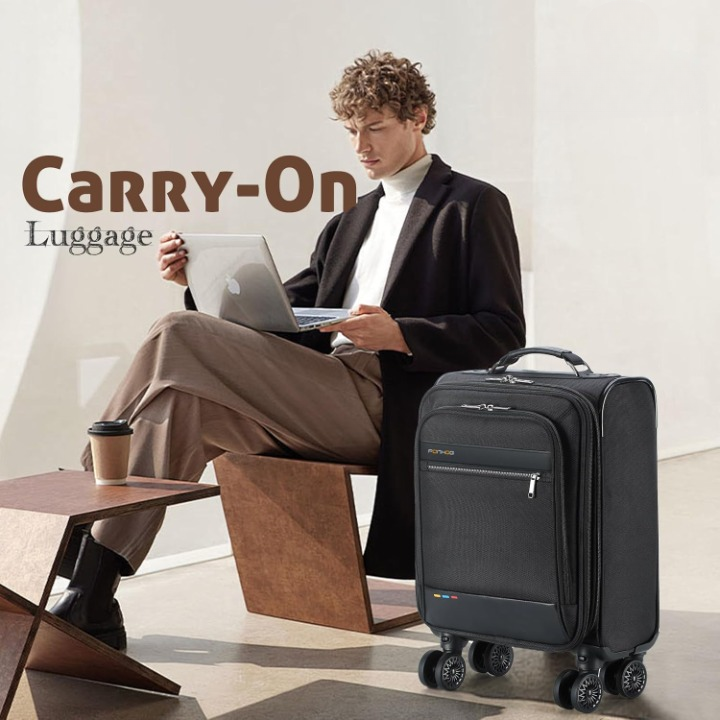 Udtrækbar håndbagage til under sædet med spinnerhjul og laptoprum.