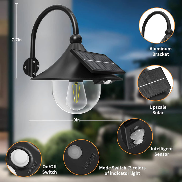 Solarmotion Ladevæglys med 3 tilstande og gåsnehalsdesign (2 pakke) – Halden