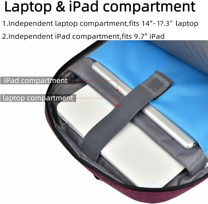 Vandtæt rejserygsæk til laptop med USB-port og organiseret opbevaring