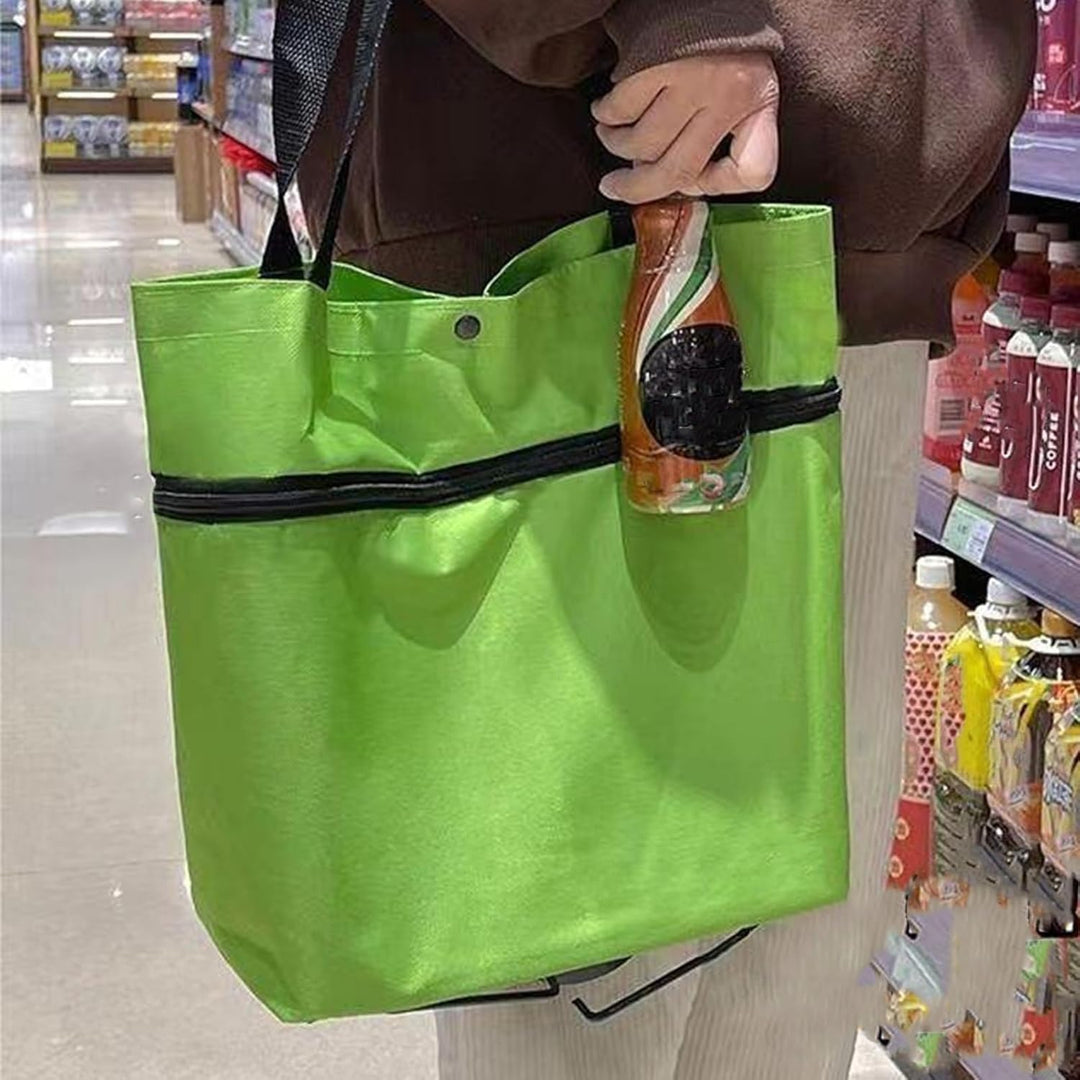 Stor kapacitet sammenklappelig indkøbsbag med hjul genanvendelig vogn tote- Veytra
