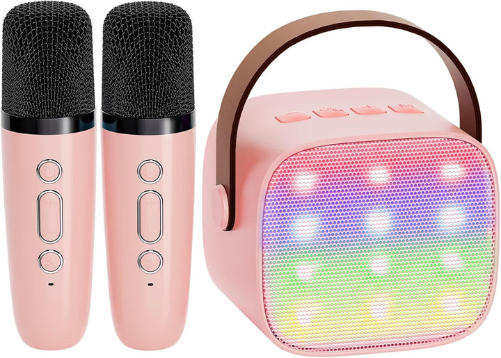 Bærbar Mini Karaoke-maskine med Bluetooth-højttaler & 2 trådløse mikrofoner – Veylo