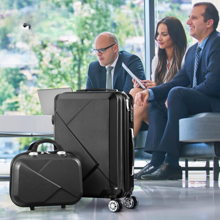 2-delt ABS-hårdskalskuffertsæt med TSA-lås og 360°-drejehjul