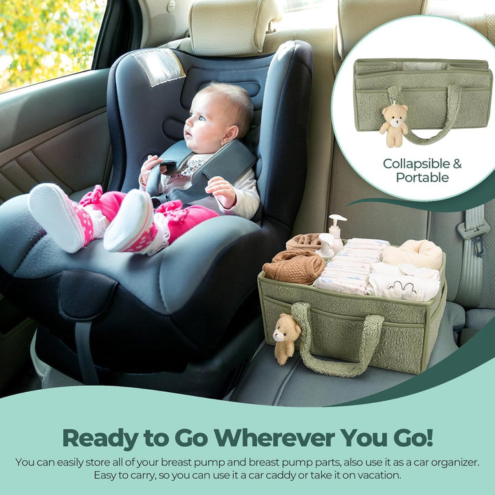 Babyble Caddy Organizer – Sherpa Opbevaringskurv med Rum - Elvoria