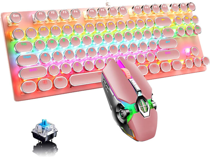 87-tastet mekanisk gaming tastatur RGB baggrundsbelyst blå kontakt