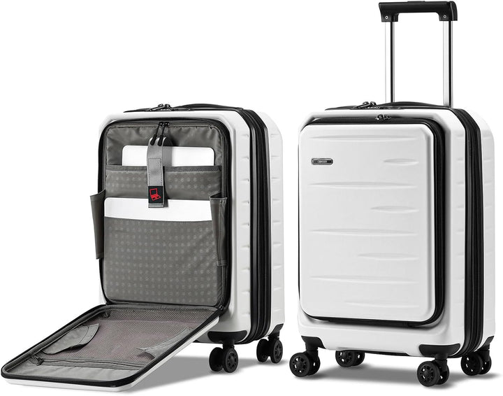 Udvidelig hardshell-kuffert med frontlomme og TSA-lås