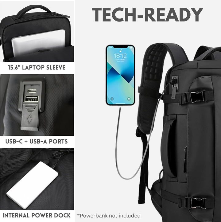 15" vandtæt laptoprygsæk med sideåbning & USB-C-port – TrekPro-serien