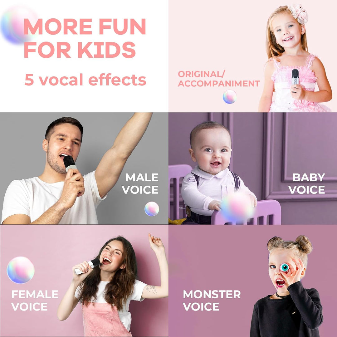 Bærbar Mini Karaoke-maskine med Bluetooth-højttaler & 2 trådløse mikrofoner – Veylo