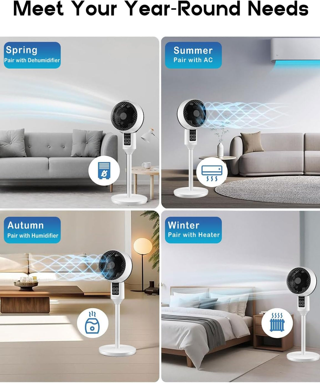 Justerbar søjleventilator med 3D oscillation – Aerion