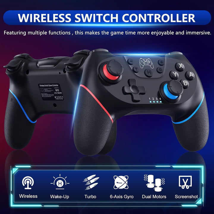 Trådløs switch-controller med Hall effect joysticks og turbo-funktion – Nexora