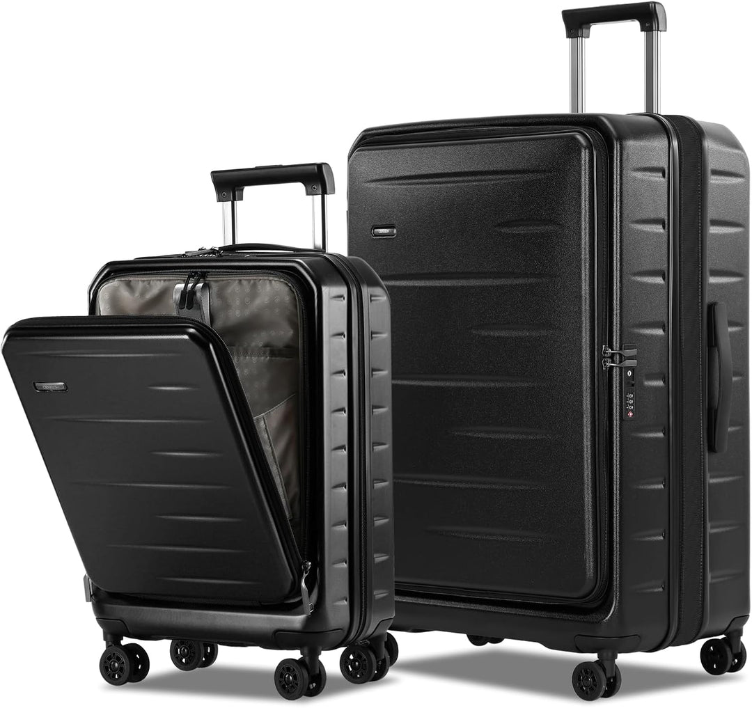 Udvidelig hardshell-kuffert med frontlomme og TSA-lås