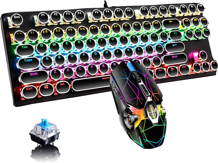 87-tastet mekanisk gaming tastatur RGB baggrundsbelyst blå kontakt