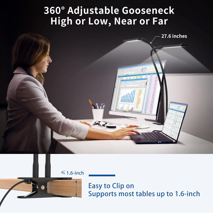 77 LED bordlampe med klemme og 70 cm fleksibel svanehals – Ravien