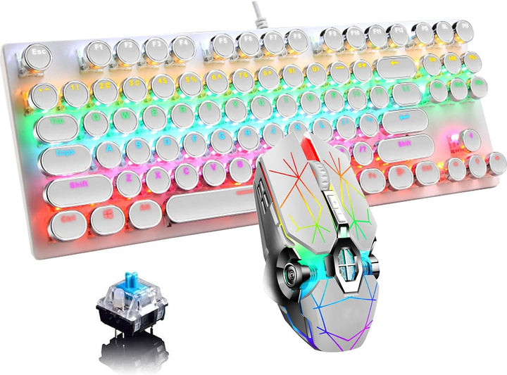 87-tastet mekanisk gaming tastatur RGB baggrundsbelyst blå kontakt