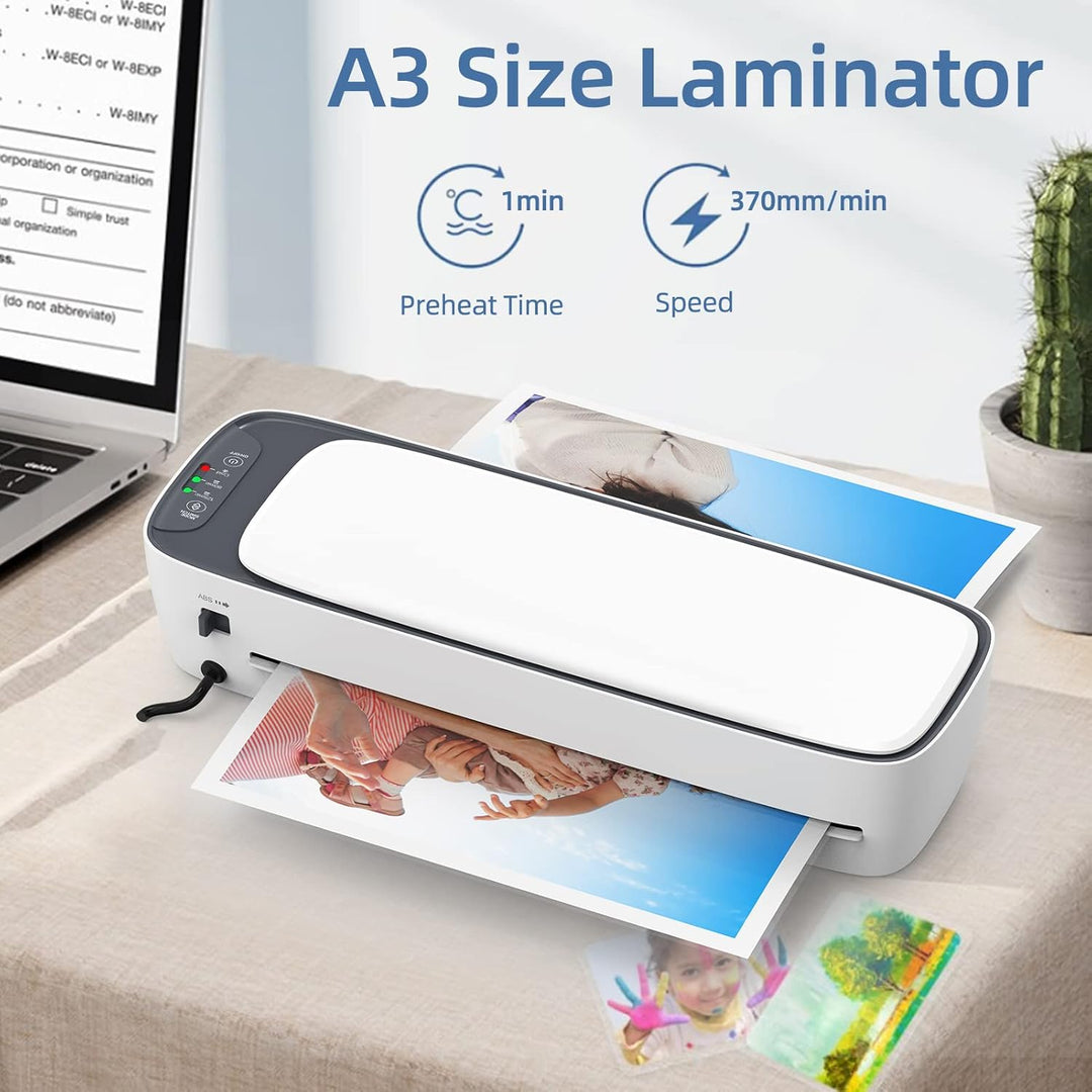 A3 bordmodel laminator-sæt med varme- og kuldeindstillinger og 6-i-1 funktioner – Lexaro
