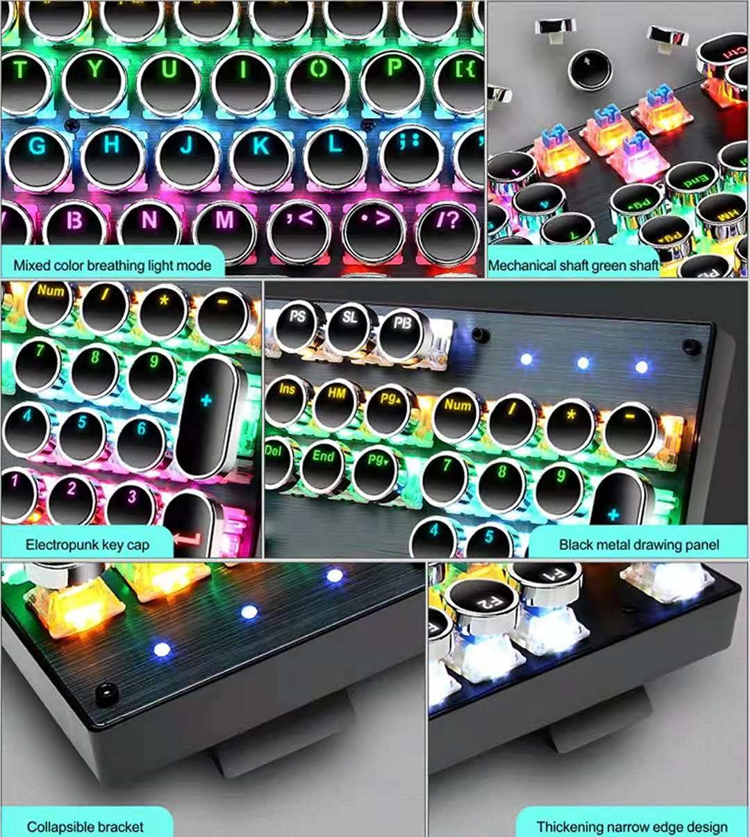 87-tastet mekanisk gaming tastatur RGB baggrundsbelyst blå kontakt