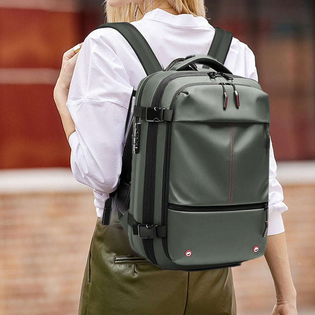 Air Vacuum Backpack – Udvidelig 60L Vandtæt Rejsemul med Laptop Compartment – Trivora