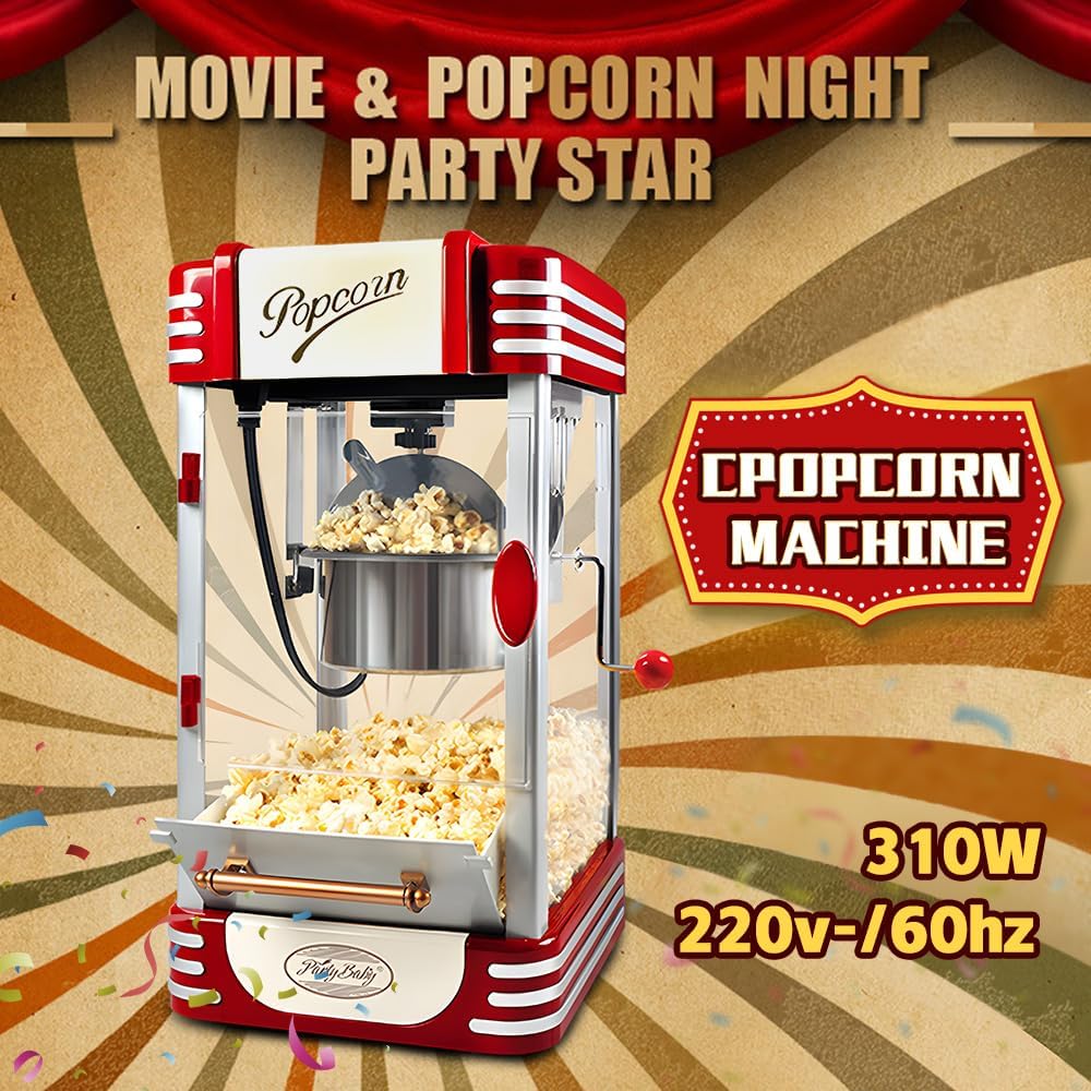 Retro Red Elektrisk Bord Popcornmaskine med Timer – Calvano