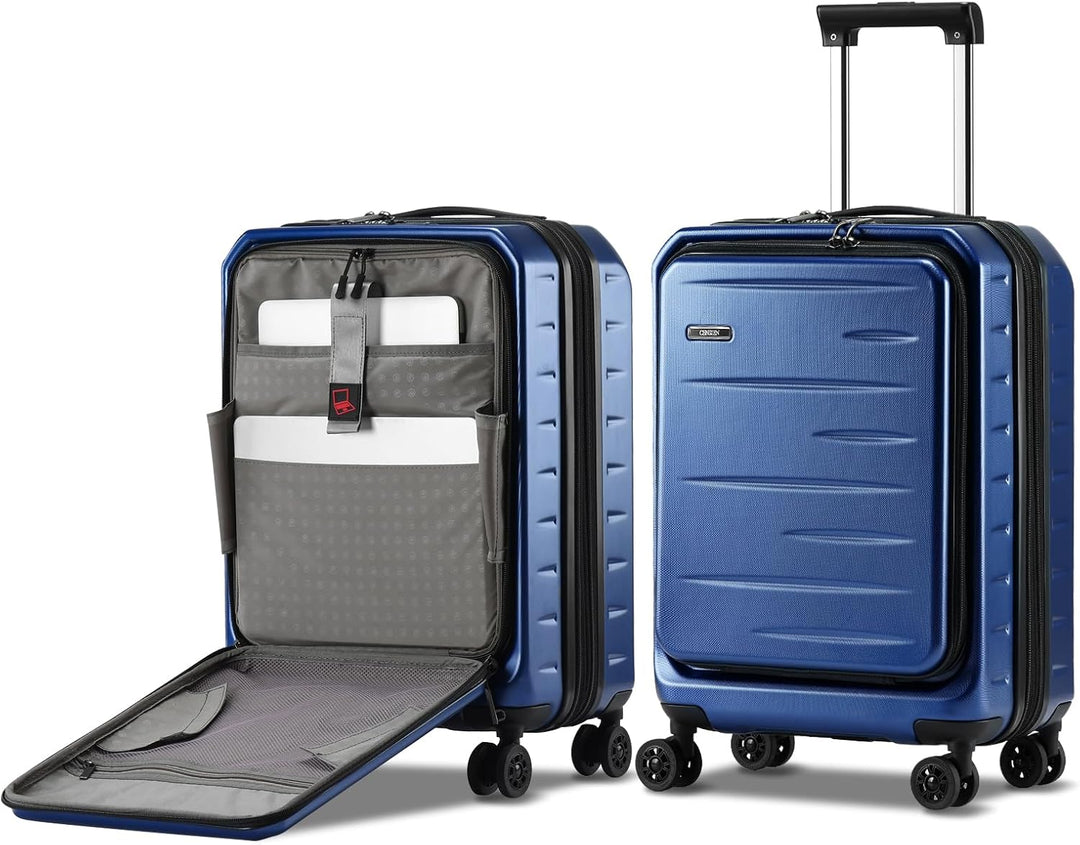 Udvidelig hardshell-kuffert med frontlomme og TSA-lås