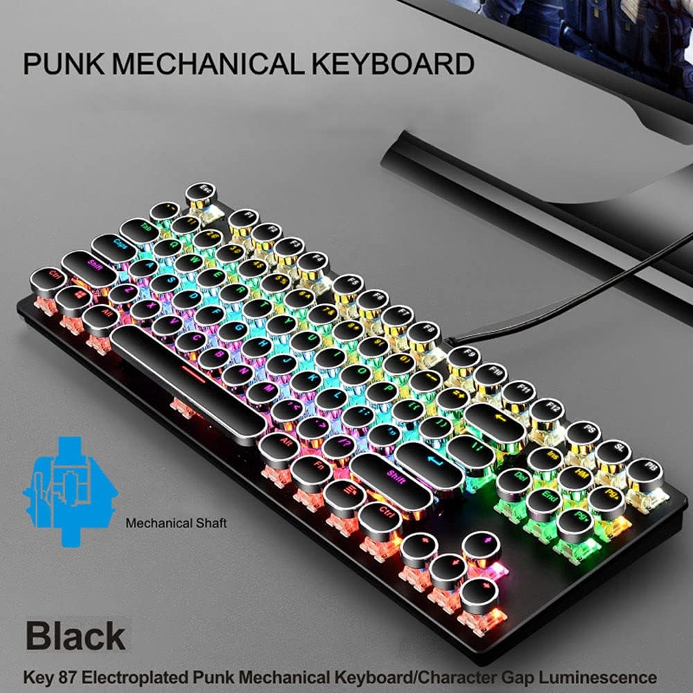 87-tastet mekanisk gaming tastatur RGB baggrundsbelyst blå kontakt