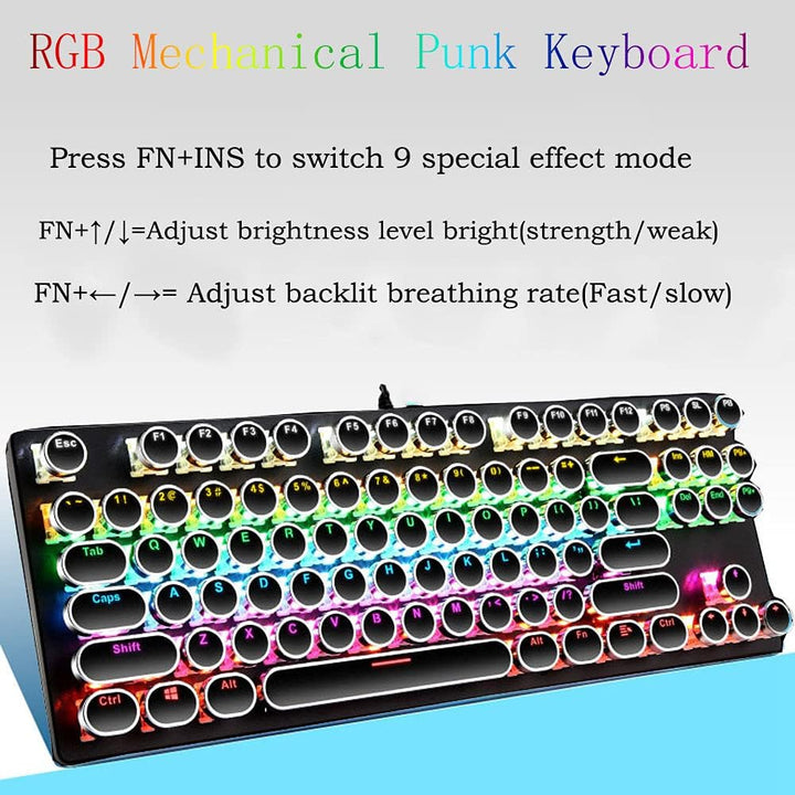87-tastet mekanisk gaming tastatur RGB baggrundsbelyst blå kontakt