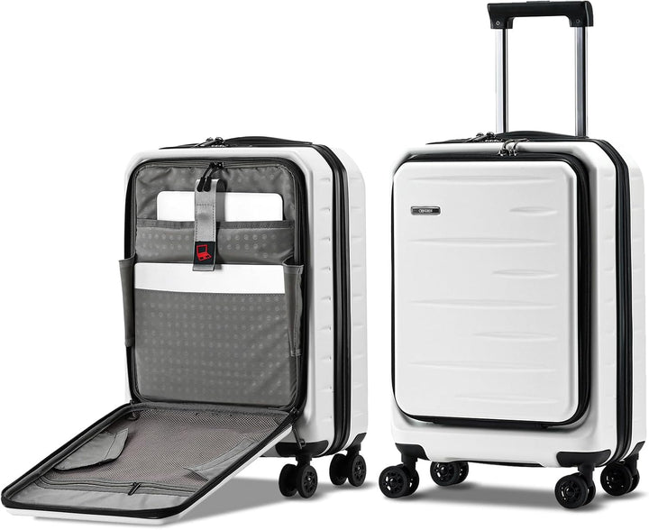 Udvidelig hardshell-kuffert med frontlomme og TSA-lås