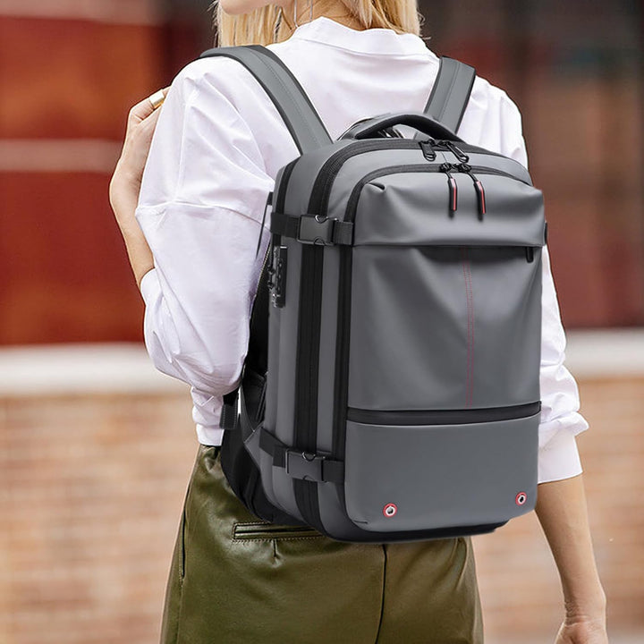 Air Vacuum Backpack – Udvidelig 60L Vandtæt Rejsemul med Laptop Compartment – Trivora