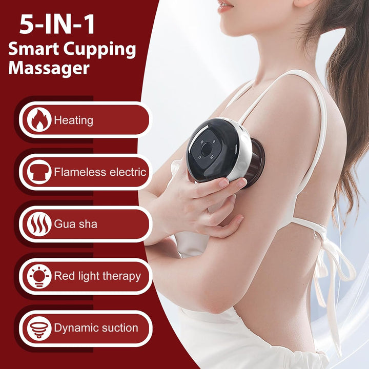 Smart infrarød cupping-massager med 12 terapiniveauer og fjernbetjening – Auryon