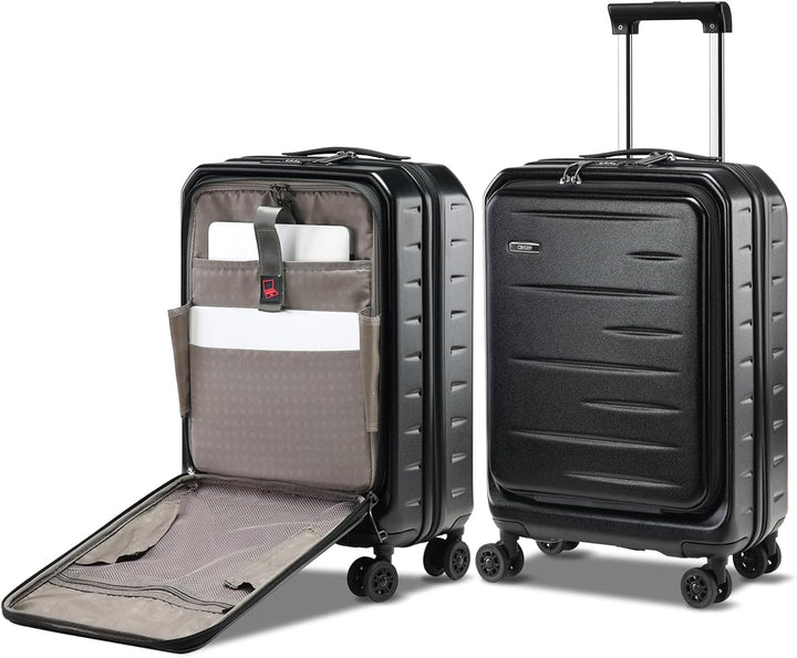 Udvidelig hardshell-kuffert med frontlomme og TSA-lås