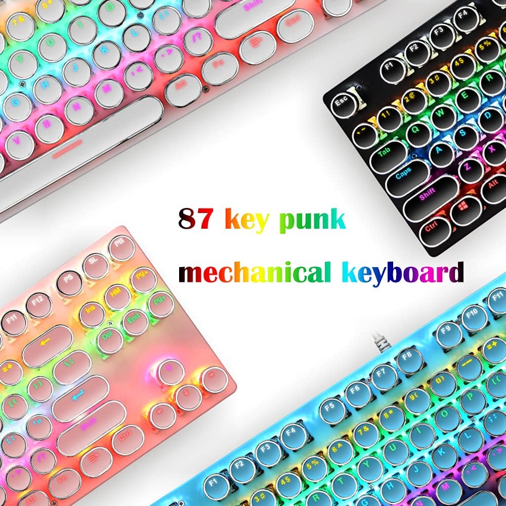 87-tastet mekanisk gaming tastatur RGB baggrundsbelyst blå kontakt