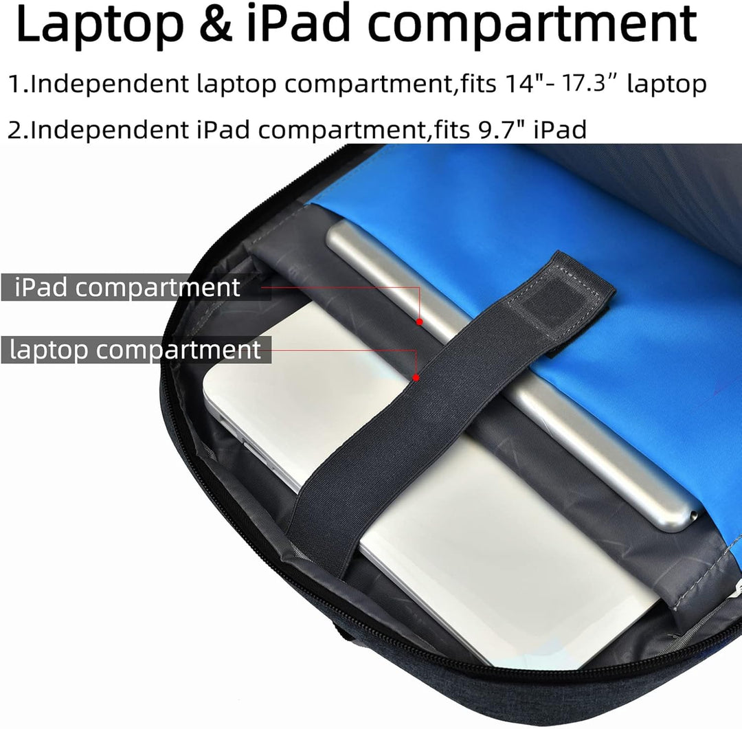 Vandtæt rejserygsæk til laptop med USB-port og organiseret opbevaring