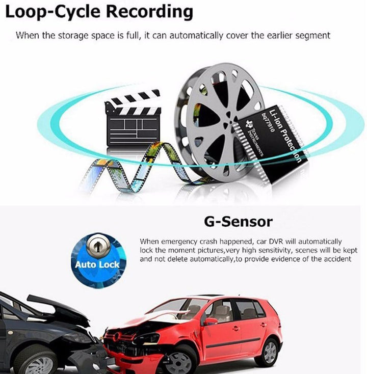WiFi Hidden Dash Cam 1080P med 170° vidvinkel og G-sensor