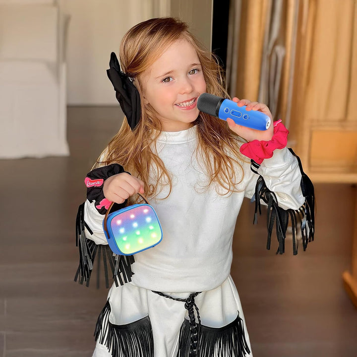 Bærbar Mini Karaoke-maskine med Bluetooth-højttaler & 2 trådløse mikrofoner – Veylo
