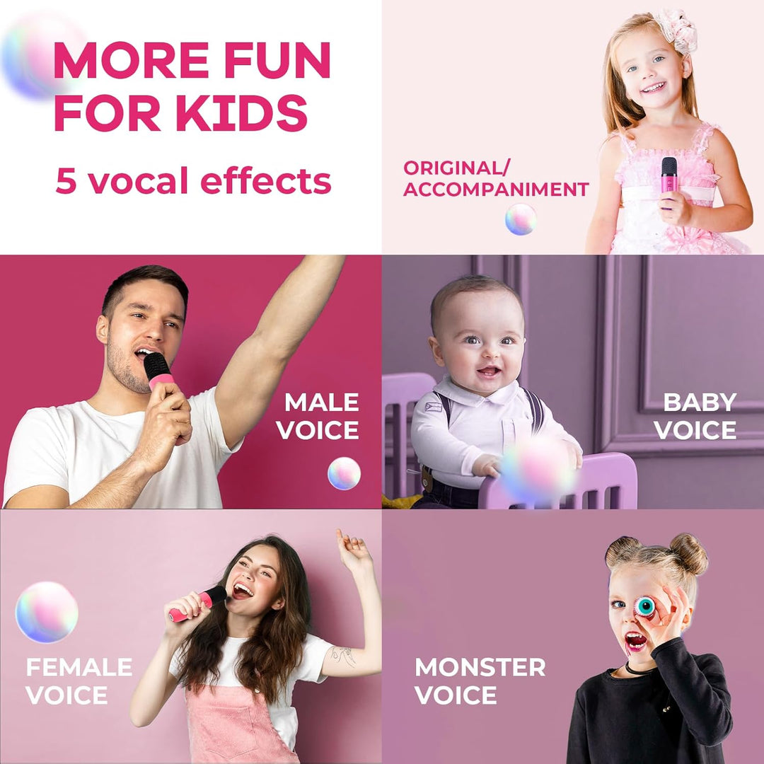 Bærbar Mini Karaoke-maskine med Bluetooth-højttaler & 2 trådløse mikrofoner – Veylo