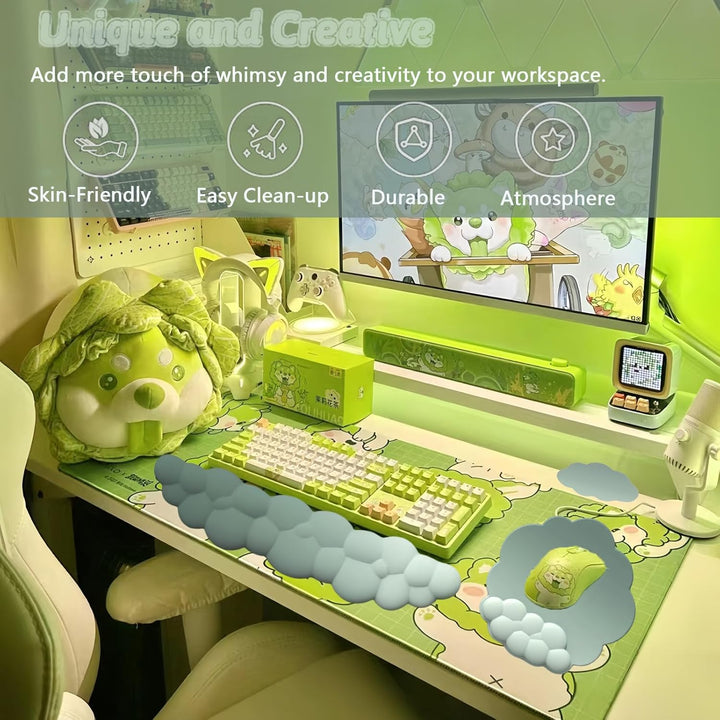 Cloud-formet ergonomisk håndledsstøtte sæt med musemåtte og coaster – Zeyora