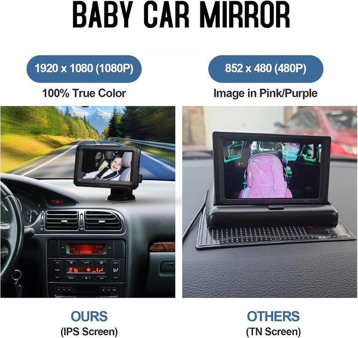 Babymirror med 1080P kamera og 4,3'' skærm – Solvian