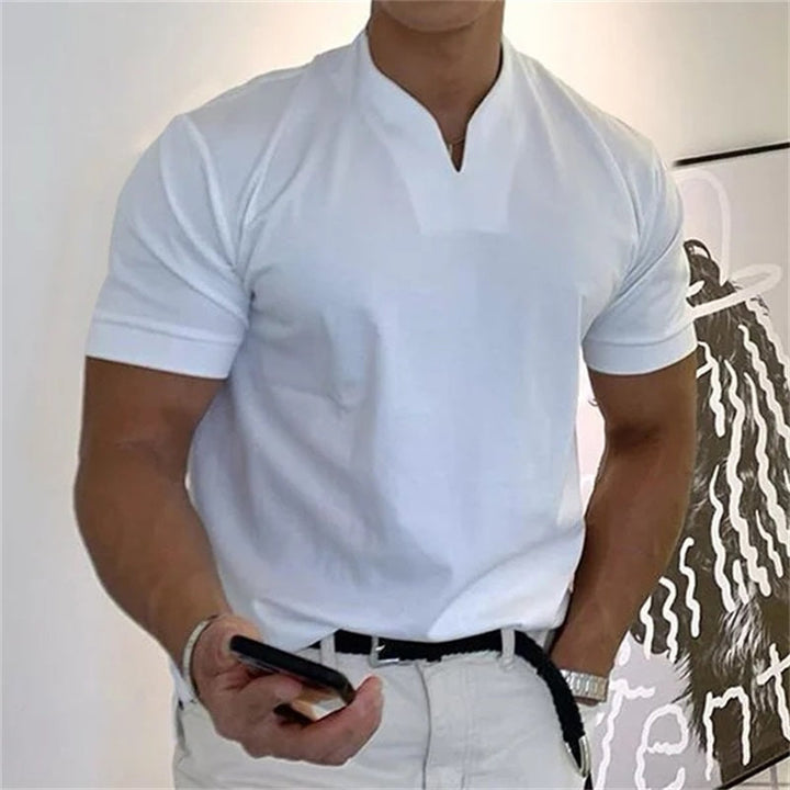 Åndbar herre-fitness-T-shirt med V-hals – Timo