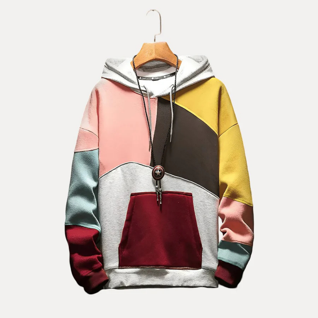 Herre hoodie med strik og trykdesign - WinterEase
