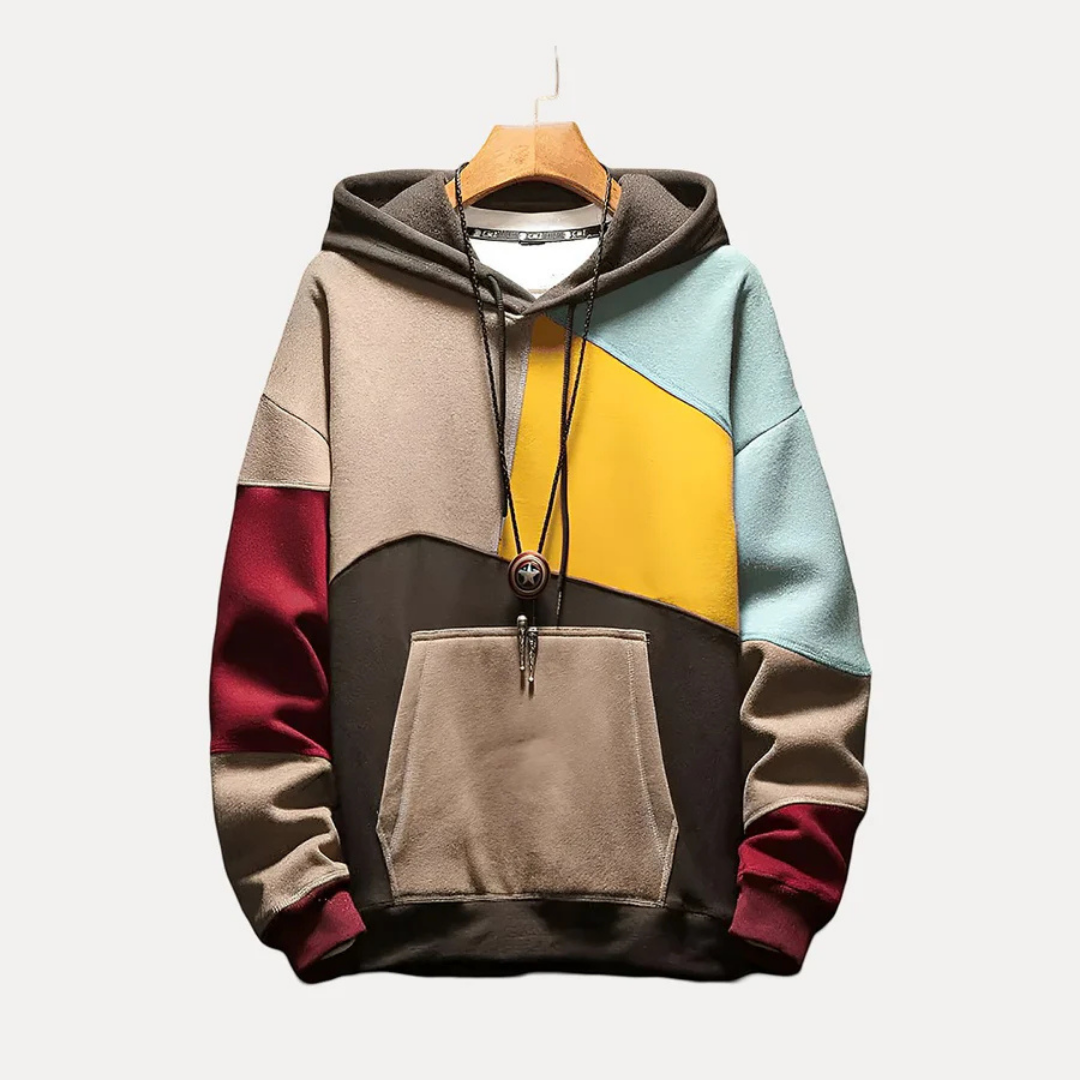 Herre hoodie med strik og trykdesign - WinterEase