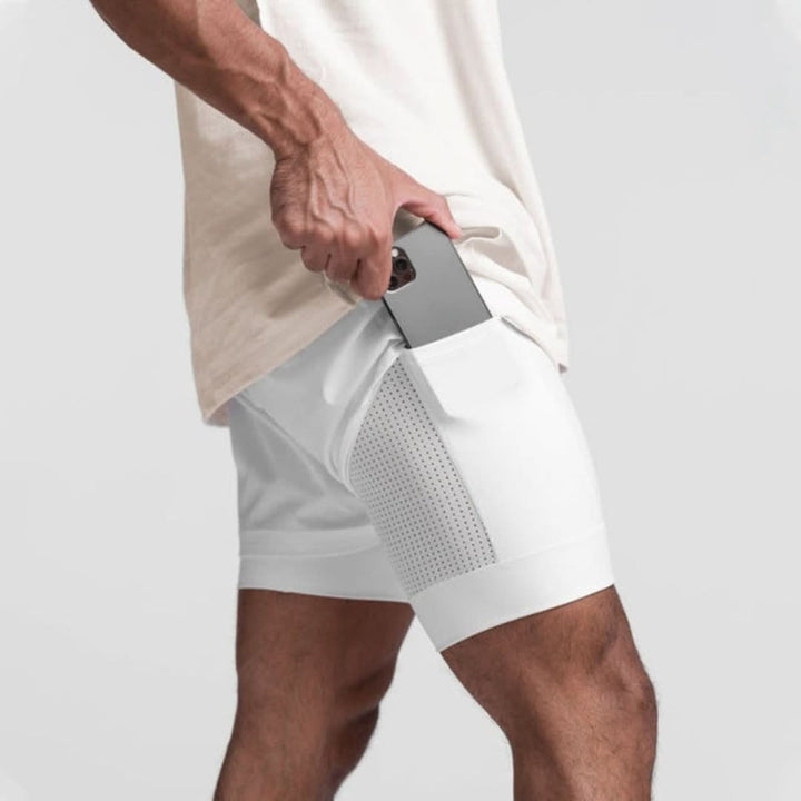 2-i-1 herre sportsshorts, åndbare med indershorts til træning - Noah