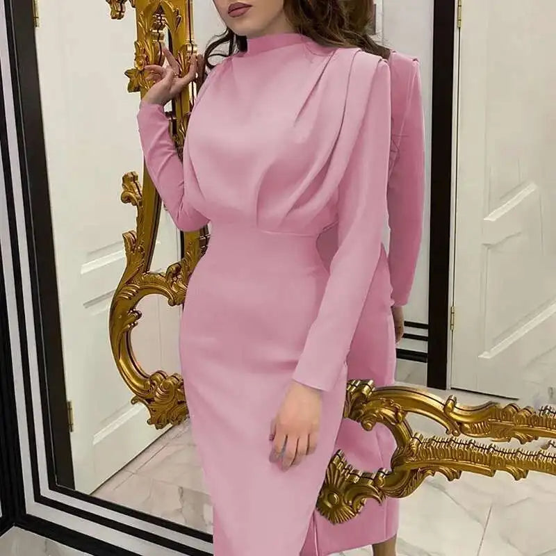 Bodycon midi kjole med rullekrave – Valeria