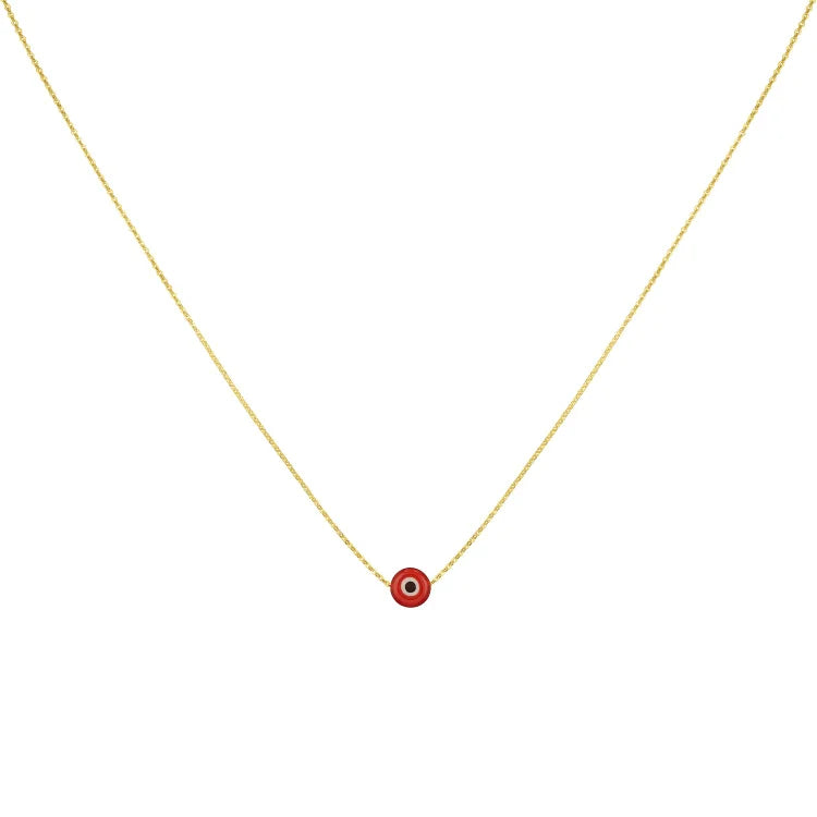 Goldene Halskette mit rotem Anhänger, minimalistisches Design, eleganter Schmuck für Damen.