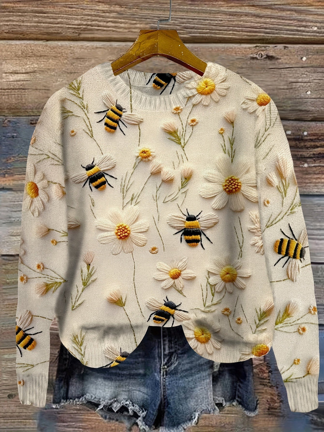 Trendy damesweater med bimønster - Sophie
