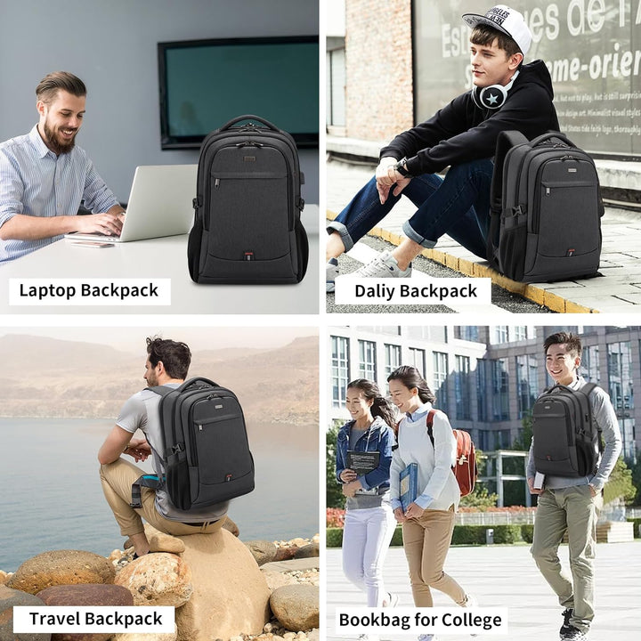 Vandtæt rejserygsæk til laptop med USB-port og organiseret opbevaring